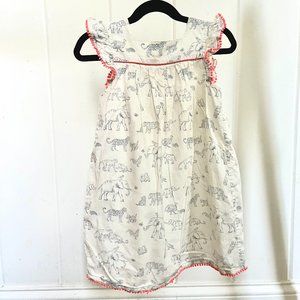 Great Condition Mini Boden Circus Animal Dress with Pom Fringe Girls 3-4Y